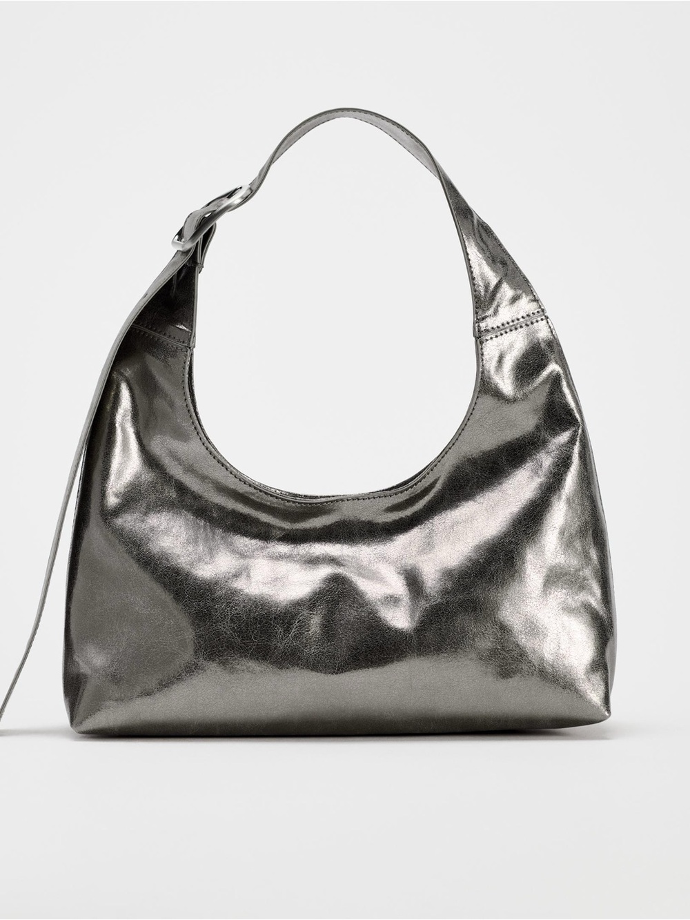 Zara | Soft Metallic Silver Shoulder Bag - Women